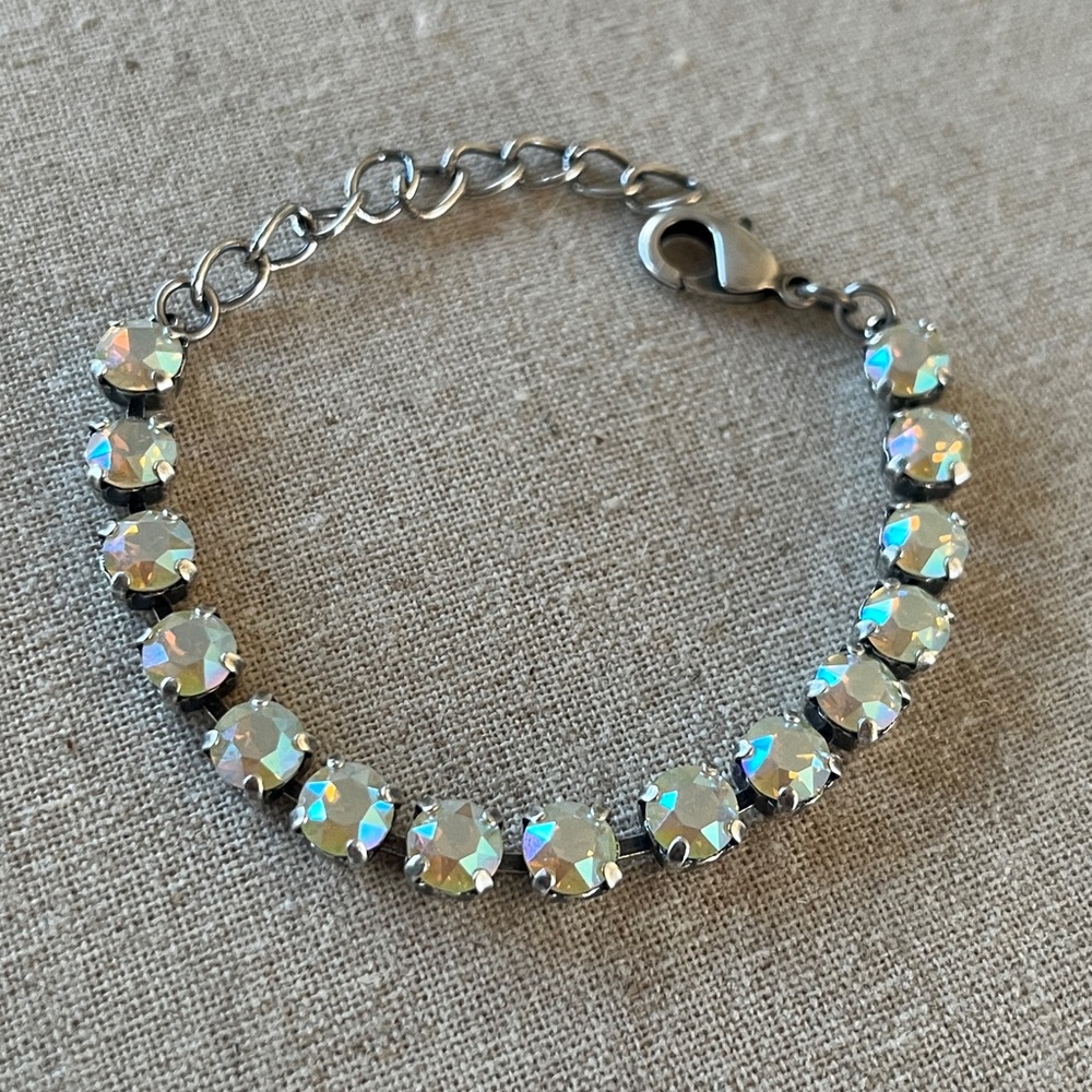 Swarovski Crystal Vintage Brass Bracelet White Opal